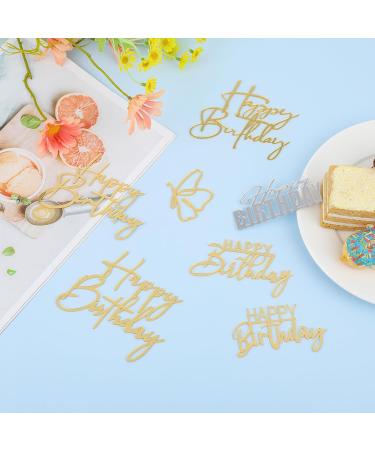 Ouligay 6Pcs Happy Birthday Cake Toppers Side Mirror Acrylic Cake Topper Glitter Happy Birthday Cupcake Toppers Birthday Decorations for Birthday Wedding DIY Cake Party Supplies - Buy Online on GoSupps.com