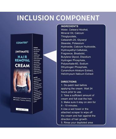 Soothing & Effective Hair Removal Cream for Men - Painless Depilation for Facial, Pubic, Underarm, Chest, Back - 5.07oz - Buy Online on GoSupps.com