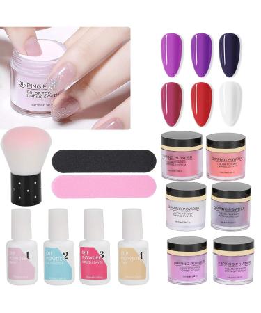 Nail Dipping Powder Set - 6-Color Professional Nail Kit for Home & Salon Use | Starter Nail Art Powder with Top & Base Coat Gel - Buy Online on GoSupps.com