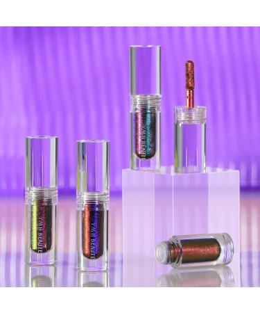 YMH BEAUTE Liquid Glitter Eyeshadow - Pigmented & Long Lasting | Quick Drying & Easy to Apply | Loose Glitter Glue for Eye Crystals Makeup (Purple - Green 05) - Buy Online on GoSupps.com
