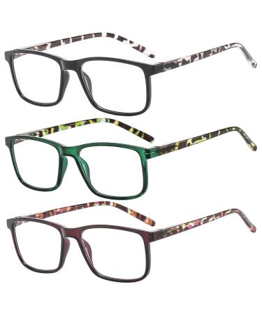 Suertree 3 Pack Reading glasses Blue light filter glasses men women optics reading help computer glasses UV blocked reading glasses 2.0x diopttria 3PC tortoise