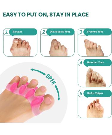 Welnove Toe Separator Bunion Corrector | 8PCs Gel Toe Straighteners for Hammer Toe Relief | Pink Big Toe Correctors for Men & Women - Buy Online on GoSupps.com