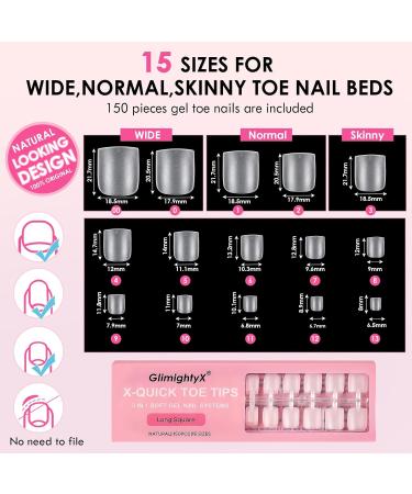 Buy GlimightyX Soft Gel Toe Nail Tips - Long Square Fake Toenails with Full Matte Finish | Pre-shaped Gel Press On Nails for Acrylic Extension - Buy Online on GoSupps.com