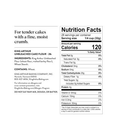 King Arthur Cake Flour Unbleached and Unenriched Non-GMO Project Verified - 32 Oz - Pack Of 2 - Buy Online on GoSupps.com