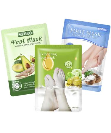 Nado Care Foot Peel Mask 3 Pack, Exfoliating Foot Masks, Natural Exfoliator for Dry Dead Skin, Callus, Repair Rough Heels for Men Women… (Avocado) Avocado - Coconut - Olive