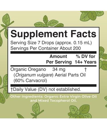 USDA Organic Oregano Oil Drops - 6 Month Supply | Immune & Digestive Support | Vegan, Sugar-Free, Non-GMO | 1 Fl Oz - Buy Online on GoSupps.com