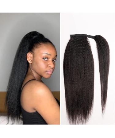 Fake Hair Bun 12-26 Inches Long Straight Ponytail Human Hair Ponytail Extensions For Black Women Wrapping Ponytail Hair Slices Bun Hair Accessories (Color : Black Size : 20inches 120g) 20inches 120g Black - Buy Online on GoSupps.com