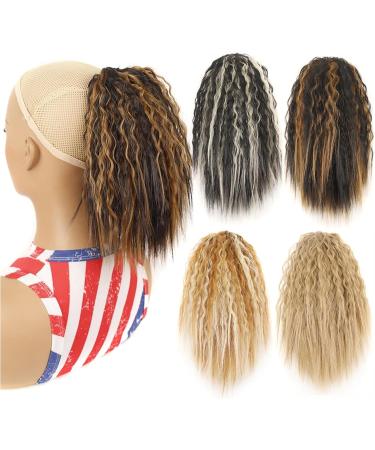 Human Hair Ponytail Hair Piece Syntheitc Short Fake Hair Pieces Drawstring Ponytail Hair Extensions Corn Wavy Curly Clip in Fluffy Ponytail Hairpiece for Women Ponytail Hairpiece for Women(Color:1BT 1BTBLUE2 - Buy Online on GoSupps.com