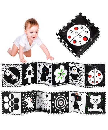 Giforou Black and White High Contrast Baby Soft Book for Early Learning  Activity Mat with Teether  for 0-3 Months Early Educational Newborn Toys Style 1