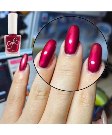 Red Pearl Metal Nail Polish Metallic Shell Thread Glitter Holographic No Need Cure Shimmering Long Lasting Large Volume 10ML Nail Polish DIY Art Manicure at Home Gift for Women & Girls - Buy Online on GoSupps.com