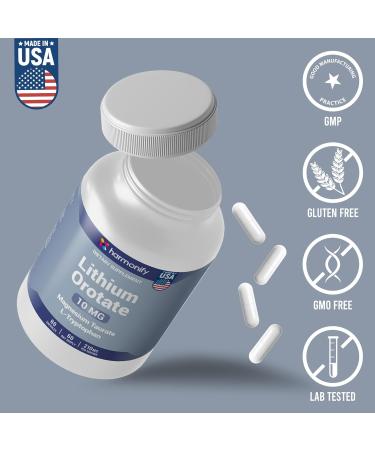 HARMONIFY Lithium Orotate 10mg with Magnesium Taurate & L-Tryptophan Non-GMO, Gluten-Free, Vegan Friendly Lithium Supplement for Wellness 60 Capsules - Buy Online on GoSupps.com