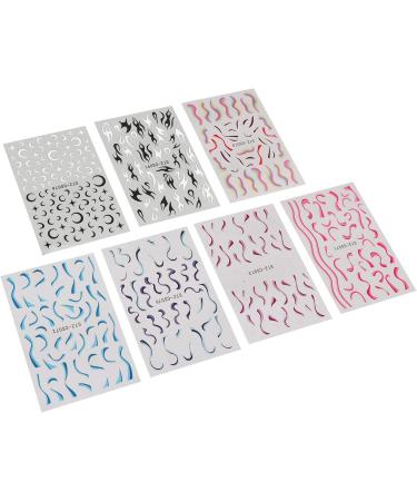 7 Sheets of Fire Flame Wave Lines Nail Stickers 3D Swirl Stripes Nail Stickers Self Adhesive Nail Art Stickers Nail Design for Nail Art Decoration Design - Buy Online on GoSupps.com