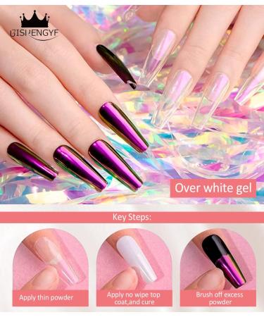 BISHENGYF Pearl Chrome Nail Powder - HIGH GLOSS White Holo Glazed Donut Chrome Powder Set Clear Aurora Mermaid Nail Glitter Powder Ice Magic Mirror Effect Pigment for Nail Art Design Decoration A-4 white - Buy Online on GoSupps.com