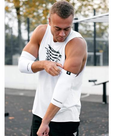 Gornation Ellenbogenbandagen - Elastic Elbow Sleeves for Men & Women | Calisthenics Bodybuilding Fitness - 1 Pair White - Buy Online on GoSupps.com