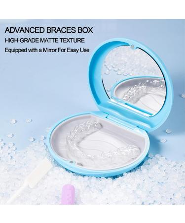 Orthodontic Box Retainer Case Aligner Case Denture Boxes Denture Storage Container Orthodontic Round Retainer Box (Blue+Mirror) - Buy Online on GoSupps.com