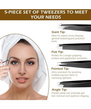 4 Eyebrow Tweezers and 1 Scissors Set Eyebrow Tweezers Stainless Steel Pointed Tweezers Straight Slicker Tip Tweezers for Removing Blackheads Ingrown Hair - Buy Online on GoSupps.com