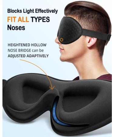 INNELO 3D Contoured Cup Sleep Mask for Women and Men - Light Blocking Eye Mask - Soft Eye Shade Cover for Sleeping, Travel, Yoga - Black - Buy Online on GoSupps.com