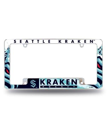 Rico Industries NHL All Over Chrome Frame 12" x 6" Chrome All Over Automotive License Plate Frame for Car/Truck/SUV Seattle Kraken Primary