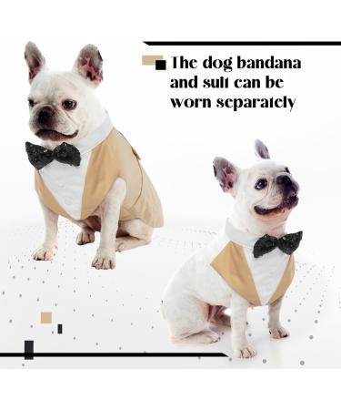 Dog Smoking Suit - Striped Gentleman Wedding Outfit for Dogs | Formal Pet Clothing in Champagne (M) - Buy Online on GoSupps.com