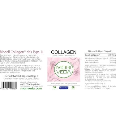  MoriVeda MoriVeda BioCell Collagen Capsules | 60 Capsules | Contains Collagen II Hyaluronic Acid and Chondroitin Sulfate with High Bioavailability | For Skin Hair & Joints | Monthly Pack 1x60 - Buy Online on GoSupps.com