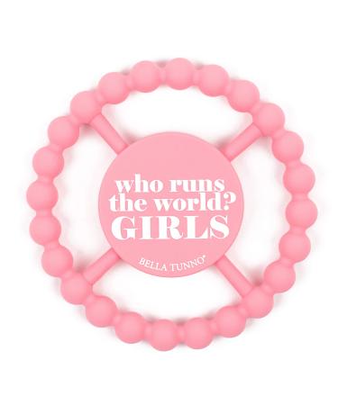 Bella Tunno Happy Teether for Girls - Soft & Easy Grip Teething Ring Perfect for Babies and Teething Toys to Help Soothe Gums  Non-Toxic  BPA Free Silicone Teether  Who Runs The World Girls
