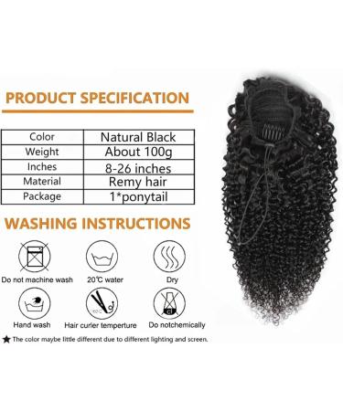 Human Hair Ponytail Hair Piece Ponytail Extension for Black Women Kinky Curly Drawstring Pony Tail Malaysia Real Human Hair Clip in Afro Curly Ponytail Hairpieces Natural Black Ponytail Hairpiece f 26inches Natural Color - Buy Online on GoSupps.com