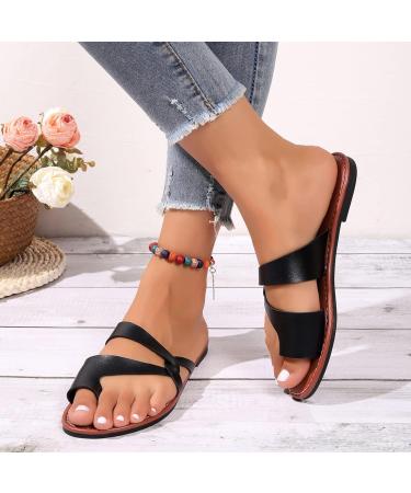 Elegant Women's Beach Flip Flops - Summer Ring Toe Bunion Slippers Orthopedic Sandals for Hallux Valgus Correction - Size 6.5, Black - Buy Online on GoSupps.com