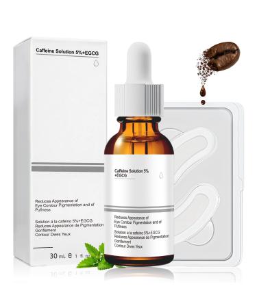 Serum Yeux+Patch Micro Aiguilles Contour des Yeux Anti Rides Cafeine Contours des Yeuxs Caf ine 5% + Egcg Serum Contour des Yeuxs Serums Yeuxs Anti Cernes et Poche 30 ml (Lot de 1)