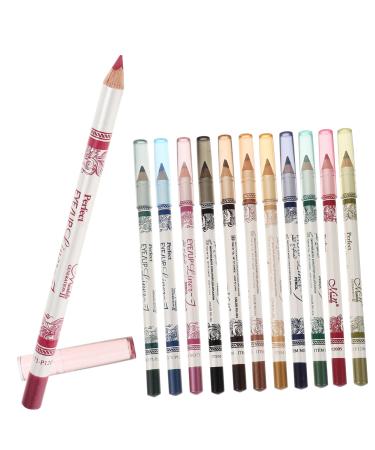 HAPINARY 3pcs 12 Lip Eyeliner Pencil Glitter Eyeliner Pencil Makeup Eyeliner Flash Suit Eyeliner Sharpener