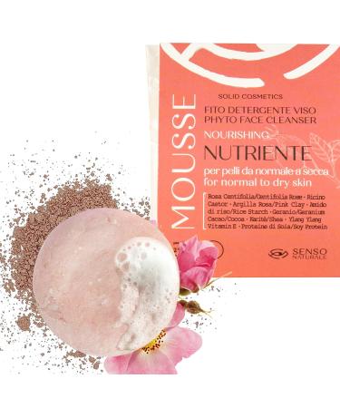 Senso Naturale Nourishing Revitalizing Solid Facial Cleansing Foam for Dry Skin Delicate Makeup Remover Soap with Pink Clay and Vitamin E 100% Natural and Organic