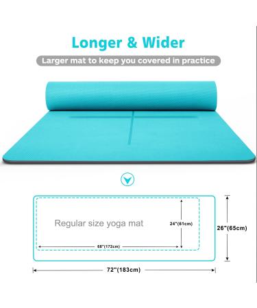Heathyoga Eco Friendly Non Slip Yoga Mat 72x26 1/4 Thickness - Turquoise - Buy Online on GoSupps.com