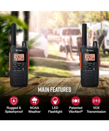 Cobra RX680 Waterproof Walkie Talkies for Adults - Rechargeable 60 Preset Channels Long Range 38-Mile Two-Way Radio Set (2-Pack) Black and Orange - Buy Online on GoSupps.com