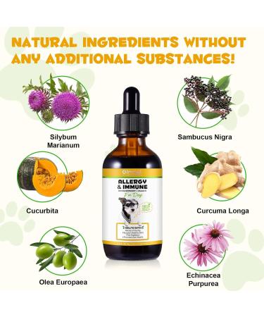Allergy Relief Drops for Dogs Immune Support Supplement Dog Supplement Dog Allergy Relief with Vitamin C Vitamins Support Healthy Skin-60ml - Buy Online on GoSupps.com