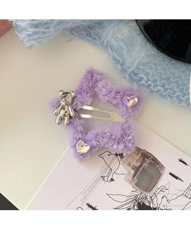 amangul Snap Hair Clip for Hot Girls Colorful Plush Star Shape Barrettes with Bear Decors Hair Barrettes for Teens Girls - Buy Online on GoSupps.com