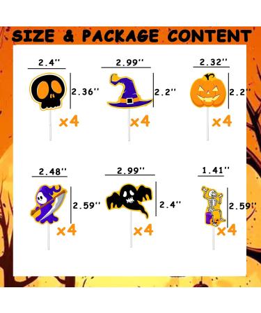 iUgeeo 24 pcs Halloween Cupcake Toppers Pumpkin Ghost Skeleton Witch Hat Grim Reaper Halloween Party Cake Topper Muffin Decoration Party Supply Orange&black - Buy Online on GoSupps.com