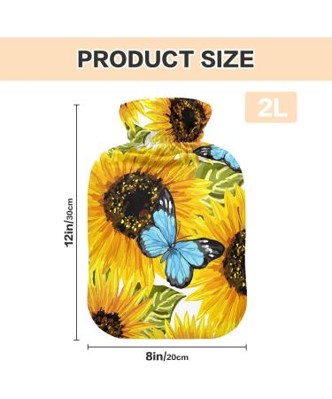 Mnsruu Hot Water Bottle with Soft Cover - Sunflower Butterfly Design Perfect Christmas Gift for Women & Kids 2L International Shipping - Buy Online on GoSupps.com
