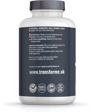 Glucosamine Chondroitin MSM Vitamin C High Strength Complex 365 Tablets | 1 Year Supply | Easy to Swallow | Transforme - Buy Online on GoSupps.com