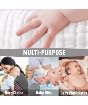 YOOFOSS 10-Pack 100% Cotton Mulltche Mullwindeln - 27x50 cm Washable Spitting Towels & Diapers for Newborns - Absorbent Gray Gradient - Buy Online on GoSupps.com