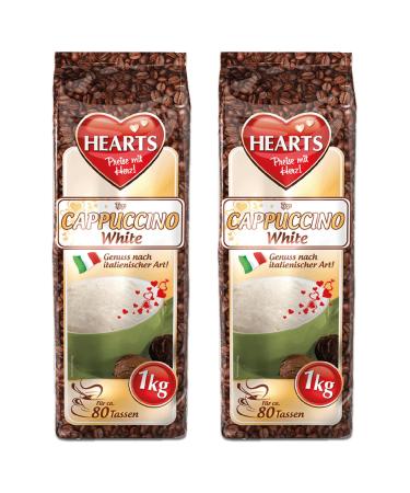 Hearts Cappuccino White Line 2 pack (2 x 1 kg) vanilla flavour instant coffee powder for 80 cups slightly soluble