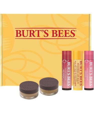 Burt's Bees Lip Care & Color Gifts Kit - Original Beeswax Moisturizing Lip Balm Hibiscus & Red Dahlia Tinted Stain + Balm Duos Conditioning Scrub & Overnight Sleeping Mask Exfoliator - Buy Online on GoSupps.com
