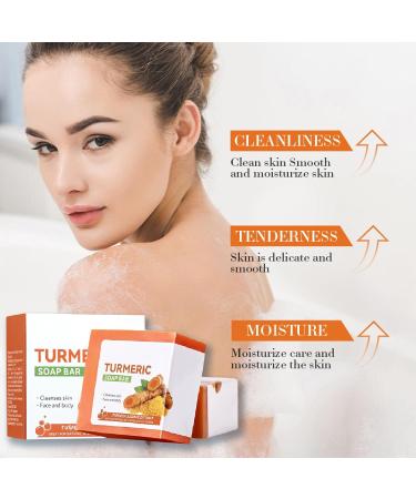 Turmeric Soap Turmeric Natural Soap Bar Turmeric Handmade Soap for Face & Body acne soap for Blackheads Remover Hyaluronic Acid for Deep Cleansing and Skin Moisturising with a Mesh Soap Pouch - Buy Online on GoSupps.com