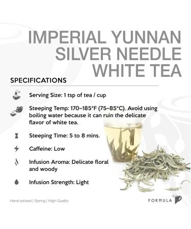 Imperial Yunnan Silver Needle White Loose Leaf Tea by Tea Formula | 3.5oz/100g | Low Caffeine | Delicate Floral Aroma - Buy Online on GoSupps.com