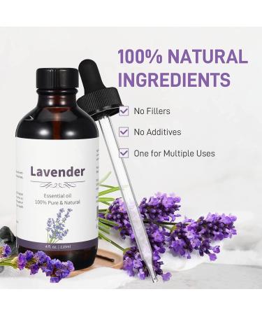 Pure Organic Lavender Essential Oil - 4 Fl Oz for Diffuser Aromatherapy & Massage | Natural & Undiluted Lavender Oil for Topical & Household Uses - Buy Online on GoSupps.com