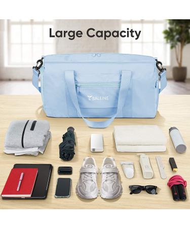 Baleine Waterproof Gym Bag for Women and Men - Small Duffel for Sports & Weekend Getaway - Lightweight Carryon with Shoe & Wet Clothes Compartments - Medium Azure - Buy Online on GoSupps.com