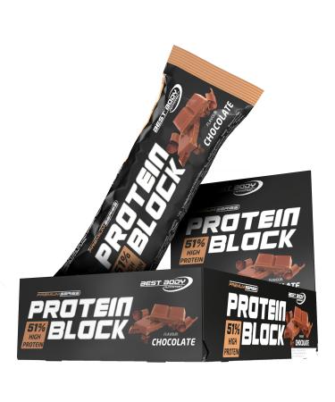 Best Body Nutrition Protein Block Chocolate 51% protein per bar 15 x 90 g bars per box 1.3 kg - Buy Online on GoSupps.com