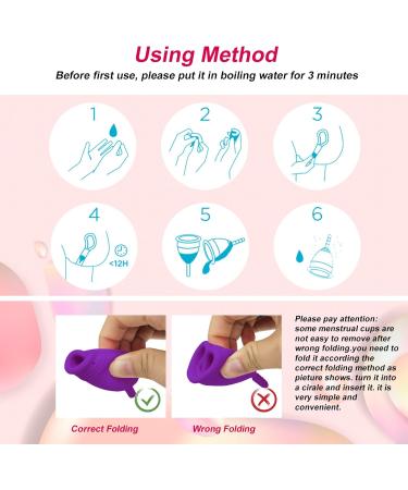 M Muncaso Menstrual Cup 2-Pack | Soft & Flexible Medical Silicone Reusable Menstruation Cup - Purple - Buy Online on GoSupps.com
