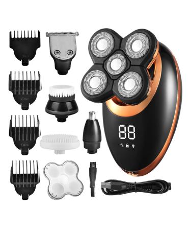 Head Shavers for Bald Men 5 In 1 Electric Shaver IPX7 Waterproof Razor Unisex Adjustable Rechargeable Face Brush 5 Floating Heads Hair Trimmer 5in1