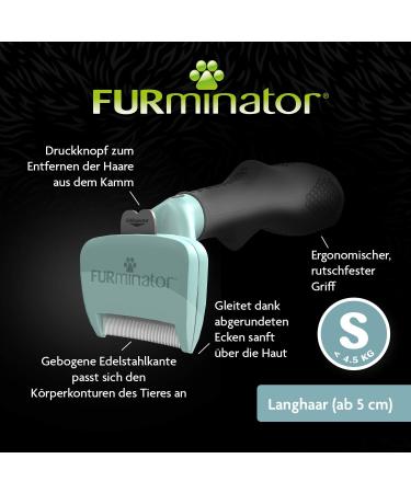 Furminator Deshedding Tool for Long-Haired Cats - Size S | Enhanced Version 2.0 Cat Brush for Small Cats - Effectively Removes Undercoat - Buy Online on GoSupps.com