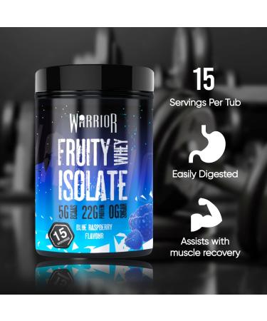 Warrior Fruity Clear Whey Isolate Protein Powder - Blue Raspberry Flavor, 375g (15 Servings), Low Sugar, Post Workout Shake - Buy Online on GoSupps.com