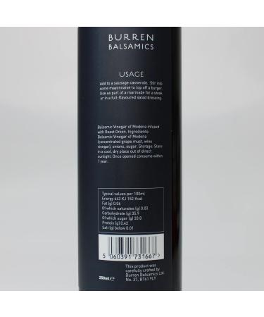 Burren Balsamics Roast Onion Infused Balsamic Vinegar 250ml - Modena Quality - Buy Online on GoSupps.com